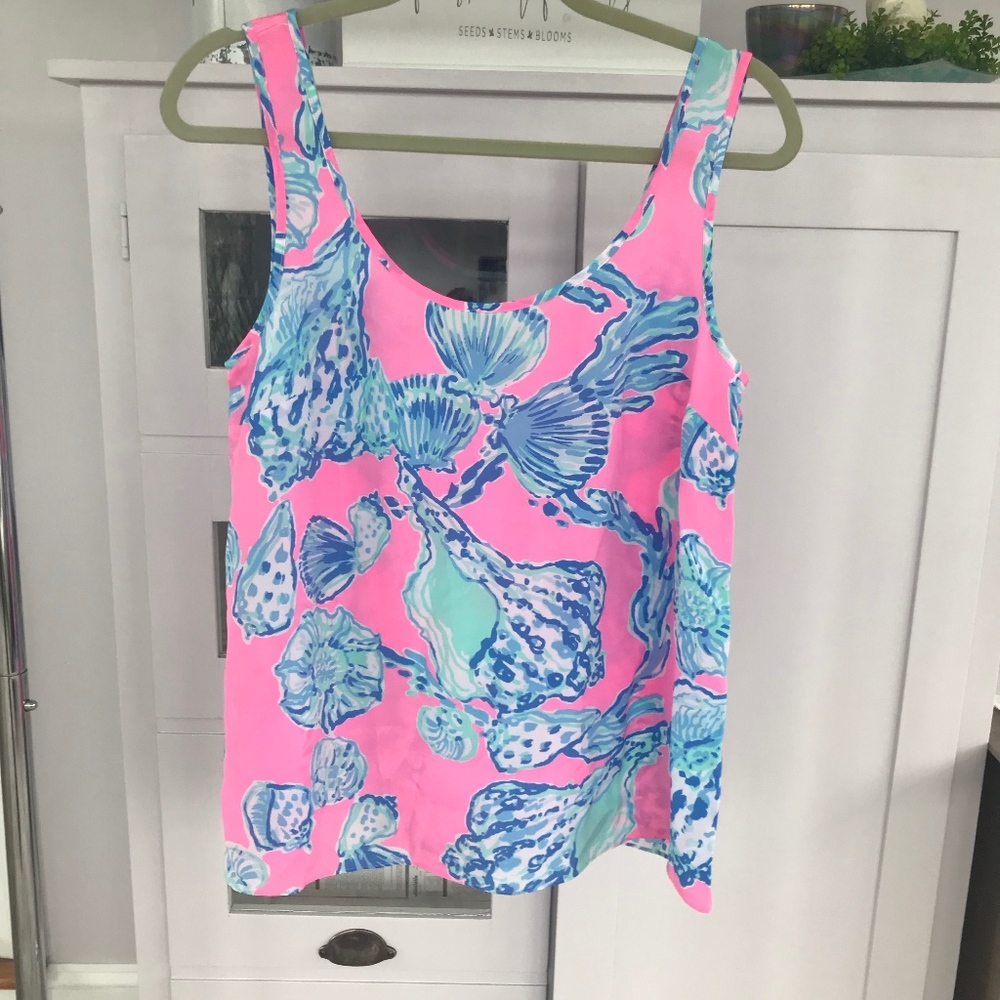 Lilly Pulitzer Pink Shell Silk Tank Size M